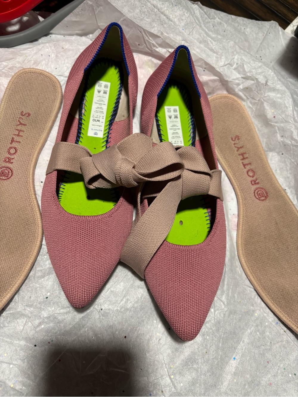 Rothy's Pink Pointed-Toe Bow Flat - Picture 14 of 14